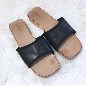 J. Crew Square Toe Wooden Sole Slides Mules 8
